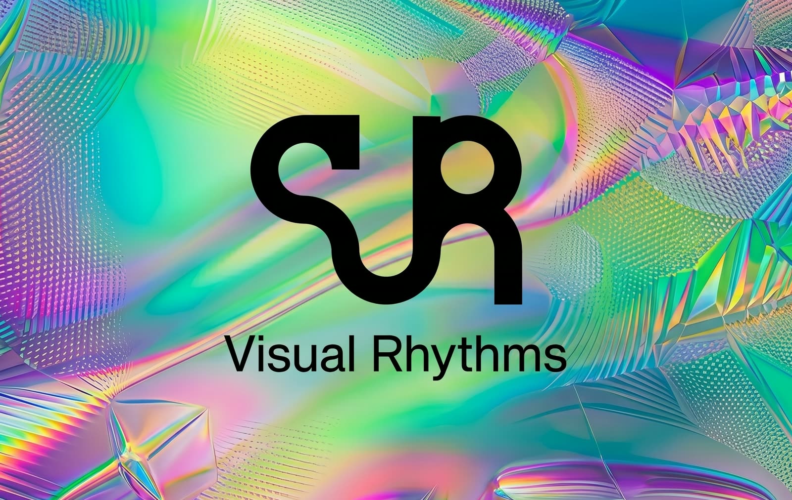 Logo Visual Rhythms sur fond chromé irisé